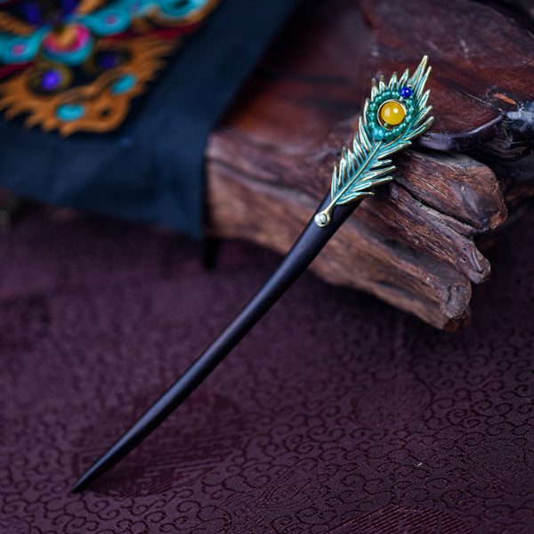 Alloy Feather Ebony Hairpin Hanfu Cheongsam Headdress