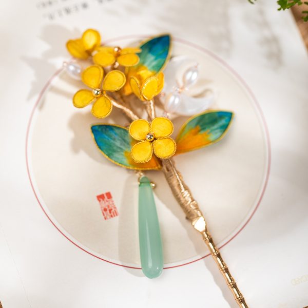 China's Intangible Cultural Heritage Handmade Velvet Flower Hairpin